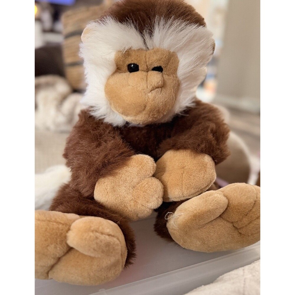 Vintage Commonwealth Hug-A-Plush White Tail Brown Monkey Plush Animal W/ Tag